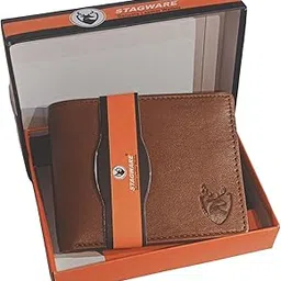 Genuine Leather Wallet for Men – Slim Bifold with Credit/Debit Card Slots, 2 Currency Compartments, Coin Pocket & 2 Hidden Pockets – Tan Men's Wallet image 1