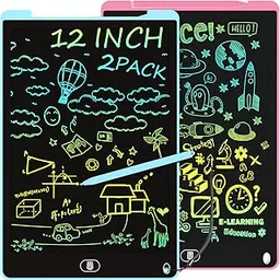 2 Pack LED Writing Board, Electight 12 Inch Colorful Doodle Board, Drawing Pad with Lock & Erase Function, Portable Drawing Board Eye Protection, Gifts and Toys for Kids at Home, School - Pink & Blue-image-61