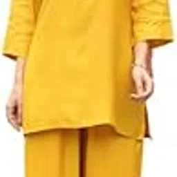 jisora Women's Yellow Solid Russian Silk Co-ord Set-picture-14
