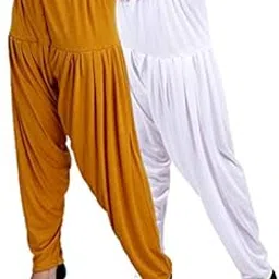 casuals Women's Viscose Patiala Pants Combo Pack Of 2 (Mustrad and Black ; 4XL)-picture-49