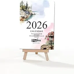 Papboo 2026 A6 Size Desk Calendar with Wooden Easel Stand, Ideal for Home, Office & New Year Gifts(Scenery)-picture-10