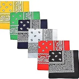 Unisex Cotton Paisley Printed Cowboy Bandanas Black,Green,White,Red,Yellow, Free-image-33