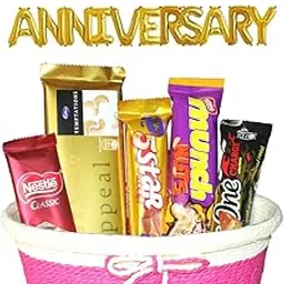 SFU E Com Amazing Chocolate Gift Basket To Gift Your Loved Ones | Happy Anniversary Foil Ballons Letters With Chocolate Gift Hamper | Anniversary Chocolate Gift Combo | 095-picture-26
