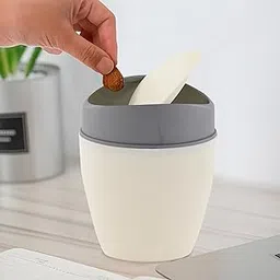 Kuber Industries 2.5 Ltr Plastic Mini Dustbin for Study Table/Bedroom/Bathroom with Swing Lid | Portable Small Dustbin for Kitchen Sink | Table Top Office Desk Trash Can Waste Bin | White-picture-30