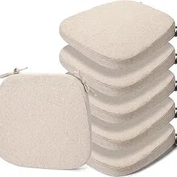 GIANTEX Chair Cushions Set of 6 for Dining Chairs Memory Foam Chair Pads with Ties for Kitchen Bedroom Living Room & Dining Chairs (17x16.5x2 Inches, Cream)-picture-24