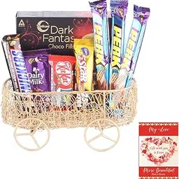 SFU E Com Premium Chocolate With Metal Cart | Valentine Chocolate With Love Greeting Card | Valentine Chocolate Hamper | 581-picture-29