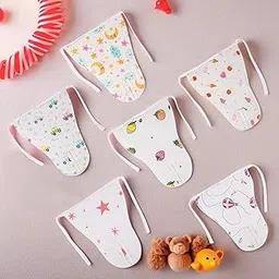 Kuber Industries Pack of 6 Washable & Soft Padded Baby Muslin Cotton Nappies & Diapers | Reusable Langot for Baby 0 to 6 Month - Small | White-picture-17