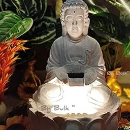 Big Bulk White Kamal/White Lotus Fiber Indoor Outdoor Fountain with LED Lights for Home Decor and Office Decoration Or Gifting(30.5 x 25.4 x 54 cm) image 1