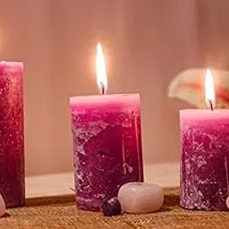 AuraDecor Highly Fragrance Pillar Candle Set of 3 || Pillar Candle || Decoration Candle || Spa Candle || Fragrance Candle. (Lavendermarb_Setof3), Wax-picture-16
