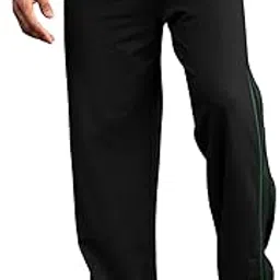 vestio Men's Premium Athletic Trackpants, Black with Side Stripes, Cotton Blend, Stretchable, Moisture-Wicking, Zipper Pockets, Regular Fit, for Sports, Training, Gym-picture-10