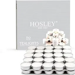 HOSLEY Unscented Tealight Candles Pack of 100|White Paraffin Wax Tealight Candles Perfect for Home Decor|Long Lasting| 3 Hours Burn Time|Smokeless & Dripless|3 cm Diameter|1 cm Long Each-image-64