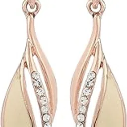 estele Rose Gold Plated Stylish black coloured enamel hanging earrings for women-picture-29