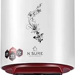 BURLY NSURE 15 Litre 8 Bar German Powder Coated Technology Premium Metal Glassline 5 Star Rated Storage Water Heater (White & Mehroon)-picture-18