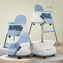 Baybee Nora 4 in 1 Convertible High Chair for Kids with Adjustable Height and Footrest, Baby Toddler Feeding Booster Seat with Tray, Wheels, Safety Belt and Cushion, 6 Months to 3 Years (Blue)-image-17