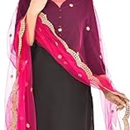 youthquake Women's Embroidered Sequence Mirror Butii Net Dupatta With Latkan Lace-picture-26