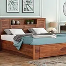 Mp Wood Furniture Sheesham Solid Wood Ferguson Hydraulic Bed with Storage Queen Size Bed for Beautiful Bedroom (Queen, Honey)-picture-20