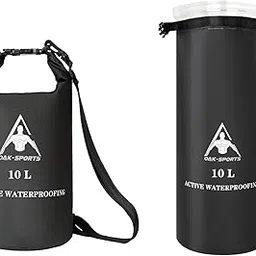 oak-sports Dry Bag Waterproof Backpack 5L/10L/20L, Roll Top Lightweight Beach Bag with Double Zipper Seal for Swimming, Kayaking, Hiking, Boating, Adjustable Shoulder Strap (Black, 10L)-picture-10