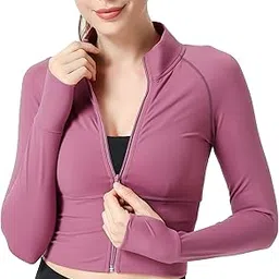 seaur Women's Full Zip Lightweight Workout Slim Fit Jacket Running Sports Crop Top-picture-48