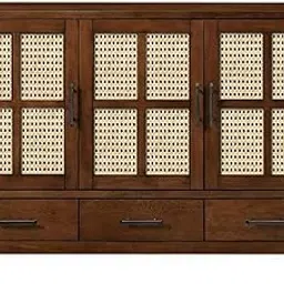 The Attic Suzelle Sideboard with Cane|Multipurpose Cabinet for Kitchen and Living Room Storage|Crockery Storage|Solid Sheesham Wood|Honey Matte Finish-image-37