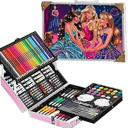 Breatoi Unicorn Art Set for Kids – 145+ Piece Drawing & Painting Kit with Crayons, Markers, Pencils, Watercolors & More – Gift for Girls Ages 5+ (Barbie Colour Kit)-picture-32