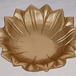eCraftIndia Golden Beautiful Decorative Lotus Urli Bowl for Home Decor | Urli Set for Decoration Floating Flowers Tea Light Candle Holder | Diwali Decoration Items Gifts for Family and Friends-picture-47