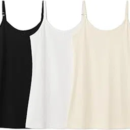 Women’s Cotton Regular Fit Camisole Slip | 3 Pc Combo | Available in White, Black, Cream & Mixed Colors | Size 75-100-picture-29