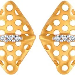 p.c. chandra jewellers 14k (585) Yellow Gold and American Diamond Stud Earrings for Women-picture-38