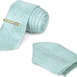 louis stitch Mens Blue Italian Silk Necktie Set Incl Pocket Square GoldenTiepin American Style Formal Tie Gift Set for Men (TEGP-Paisley_)-picture-14