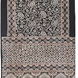 ethnics of kutch Women Ajrakh Mashru Silk Natural Dye Hand Block Print Stole With Tassels - 2 Mtr Length-picture-12