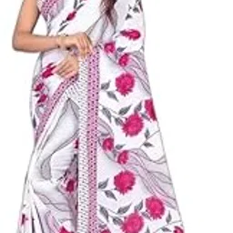leelavati Printed Bollywood Georgette Saree (White, Pink) (S-VS-1179-WHITE-PINK)-picture-20