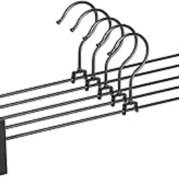 Heavy Duty Slim Pants Hangers_Ridged Non-Slip with Adjustable Pinch Clips(Plastic), 360-Rotating Chrome Swivel Hook, Pack of 10-picture-22