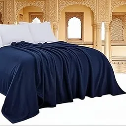 MITUL Premium Polyester Micromink Summer Ac Mild Winter Heavy Winter Sherpa Blanket Super Soft Flannel Solid Plain (Blue, Double Bed)-image-7