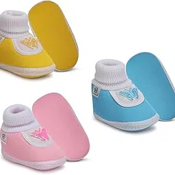 Newborn Baby Booties with Cartoon Face, Pack of 3, Multicolor, 12 cm Length,-picture-21