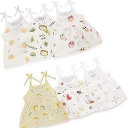 Muslin Frock Knot for Newborn Baby Girl - Adjustable Knot Style Cotton Dresses for Girls-picture-25