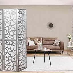Australian Handicraft Wooden Partition/Screen Panel/for Living Room Partition/Room Divider/Foldable Partition 3 Panel/Screen Separator (Grey)-image-36
