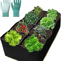 Fabric Raised Garden Bed, 6 x 3 x 1 ft Planter Boxes Outdoor with 8 Grids, Perfect for Vegetables, Herbs, and Flowers, Durable Garden Beds for Home Gardening Enthusiasts-image-10