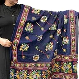 upunitoz Designer Jaipuri Embroidered Dupatta – Ethnic Traditional Chunni for Kurti Suit & Lehenga - Cotton Thread & Mirror Work Dupatta for Women & Girls (PACK OF 1) image 1