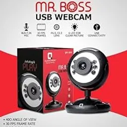 Quantron MR. BOSS QPC-1010 USB Webcam with 6 LED Lights, 30 FPS Frame Rate, Built-in Microphone, 480P Hardware Resolution, Night Vision-image-0