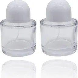 Hunky Dory 2pcs 30ml Empty Clear Glass Delicated Perfume Decant Spray Bottles with Metally Pump and Unique Cap For DIY Perfume, Essential Oils, Rose Water, Travel Use (White)-picture-29