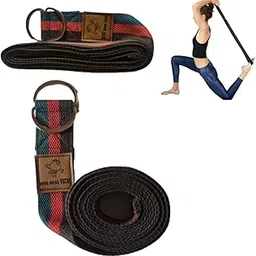 Gjay Ecom Zone 8 Feet Length Cotton Yoga Strap/Yoga Belt Stretch Bands with Extra Safe Adjustable D-Ring Buckle,Durable and Comfy Best for Daily Stretching,Physical Therapy,Fitness (Multi Color)-picture-38