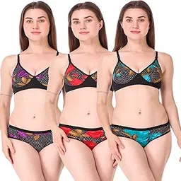Women Stylish Cotton Bra and Underwear Set (JHA_Rashmi_BlueRedGreen_30pt)-picture-39