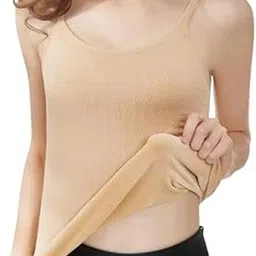 reexplore Women’s Thermal Velvet Camisole Combo (Skin & Black) | Fleece-Lined Woolen Innerwear | Slim-Fit Winter Warmer Vest Top | Free Size Bust 66–95 cm-picture-36