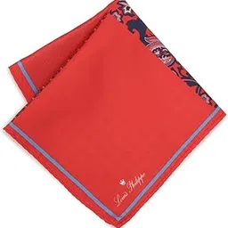 louis philippe Men's Polyester Red Print Formal Pocket Square, Free Size-picture-11