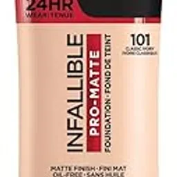 L'OREAL PARIS Infallible Pro-Full Matte Liquid Longwear Foundation Makeup, 101 Classic Ivory, 1 Fl. Oz. image 1