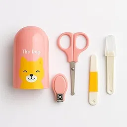 Baby Nail Care Set, 4-in-1 Grooming Kit with Nail Clipper, Scissors, File and Tweezer, Peach-image-29