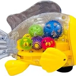 mooon maa Musical Lighting Fish Toy, Transparent Gear Swing Fish with Electric Motion, Black & White-picture-13