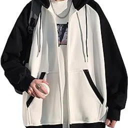 fasshonrida Men's Zip Hoodie, Autumn Clothes, Full Zip, Raglan Parka, Large Size, Cool, Zip-up Hoodie, Hooded Sweatshirt, Zip, Light Outerwear, Fashionable, Color Scheme, Autumn, Winter, Spring-picture-27