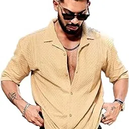 maniac || Mens || Solid Textured || Half Sleeve || Poly Jacquard Fabric || Shirt-picture-15