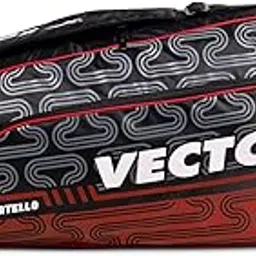 Vector X Donatello Water Resistant 4 Compartment Badminton Bag with Padded Shoulder Strap (Black-Red)-picture-34