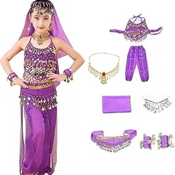 MYADDICTION Kids Belly Dance Costumes Set Child Belly Dance Halter Top Pants Costume Set-image-82